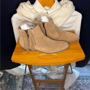 Tan Suede Ankle Boots with Fringe Steve Madden